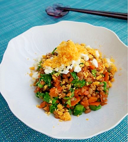 電子レンジで簡単☆菜の花の納豆和え～春仕立て