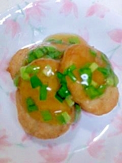 ハンバーグやつくねに　ネギあんかけ