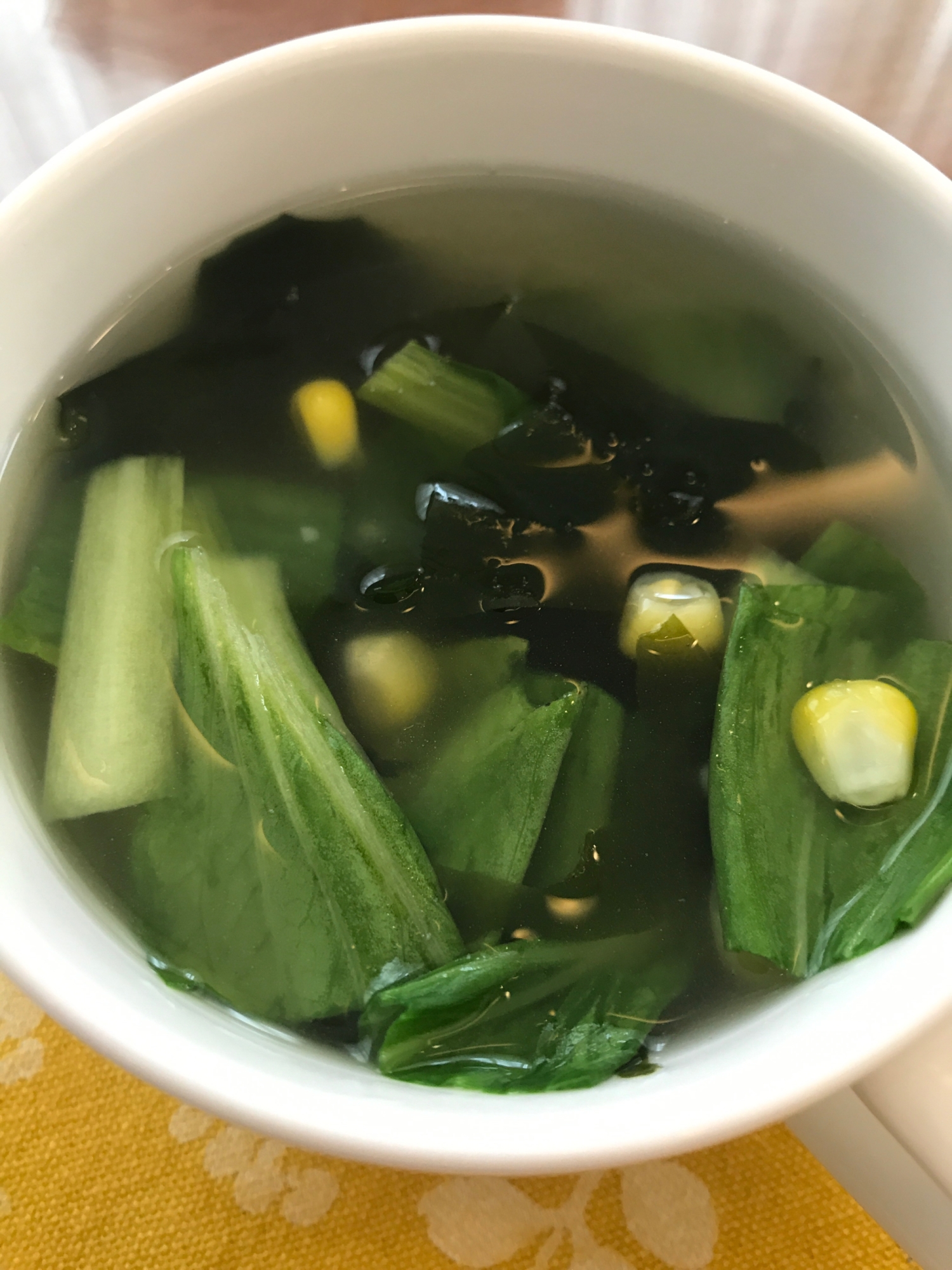 ぱぱっと！青梗菜とワカメのスープ！