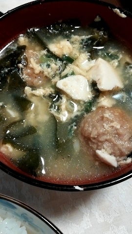 豆腐と肉団子の卵スープ