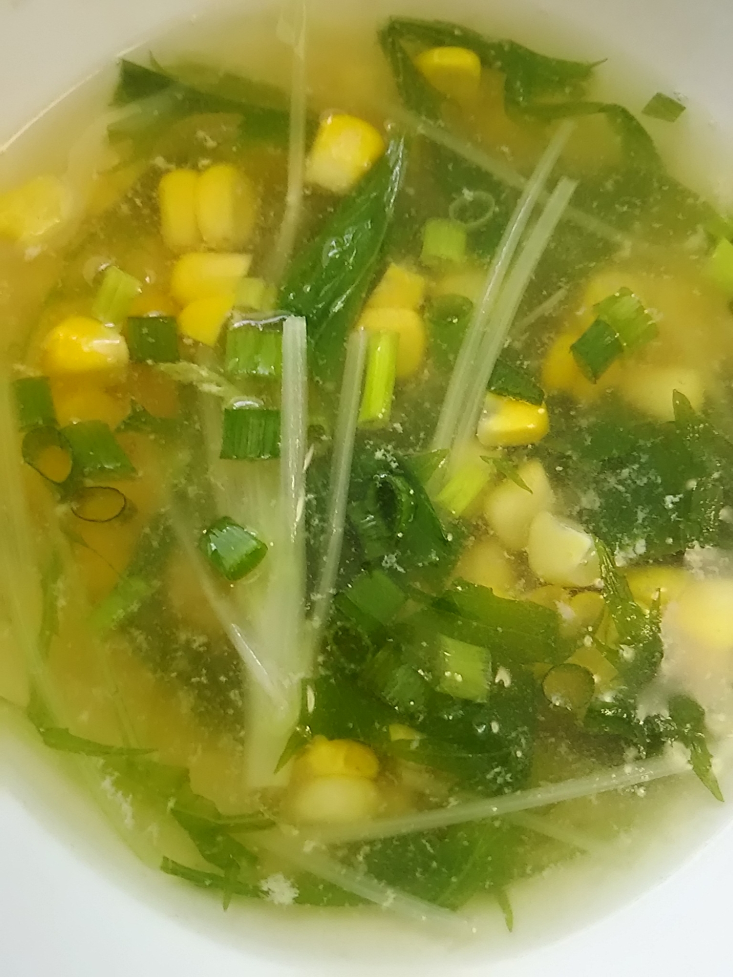 水菜とコーンのしょうがスープ(^^)