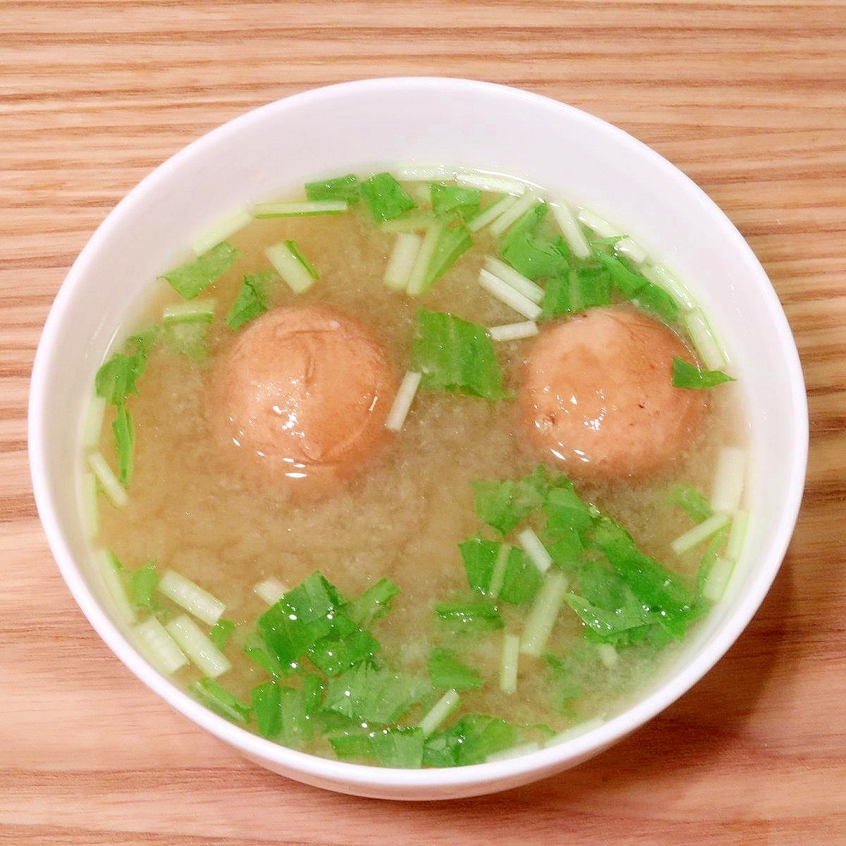 マッシュルームと水菜のお味噌汁★減塩志向