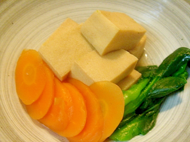 高野豆腐と菜の花の炊き合わせ　無水鍋使用