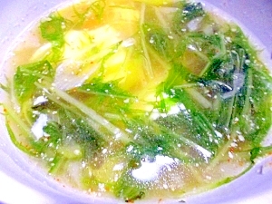 豆腐と水菜のキムチ胡麻スープ♡