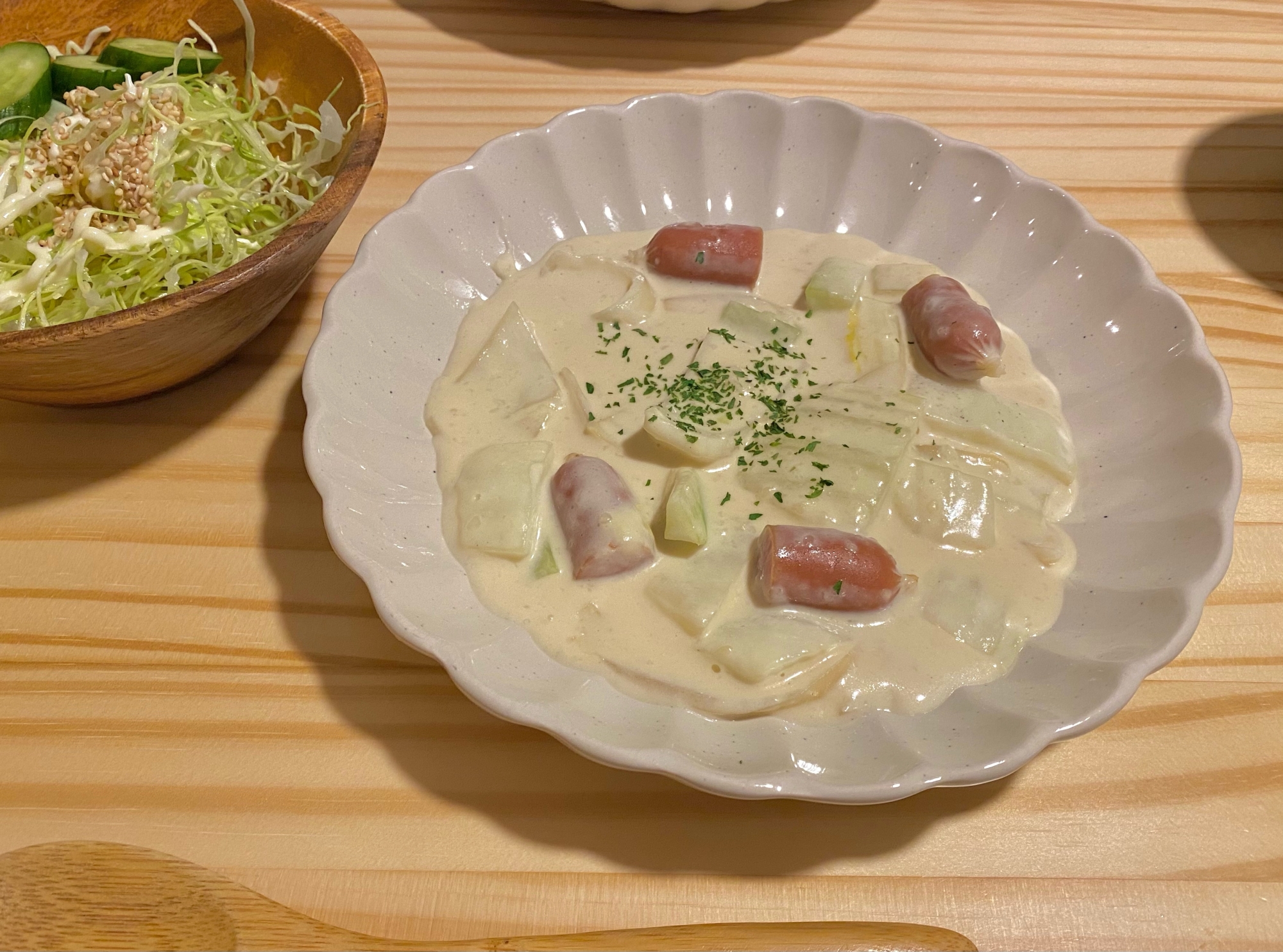 白菜とウィンナーのクリーム煮