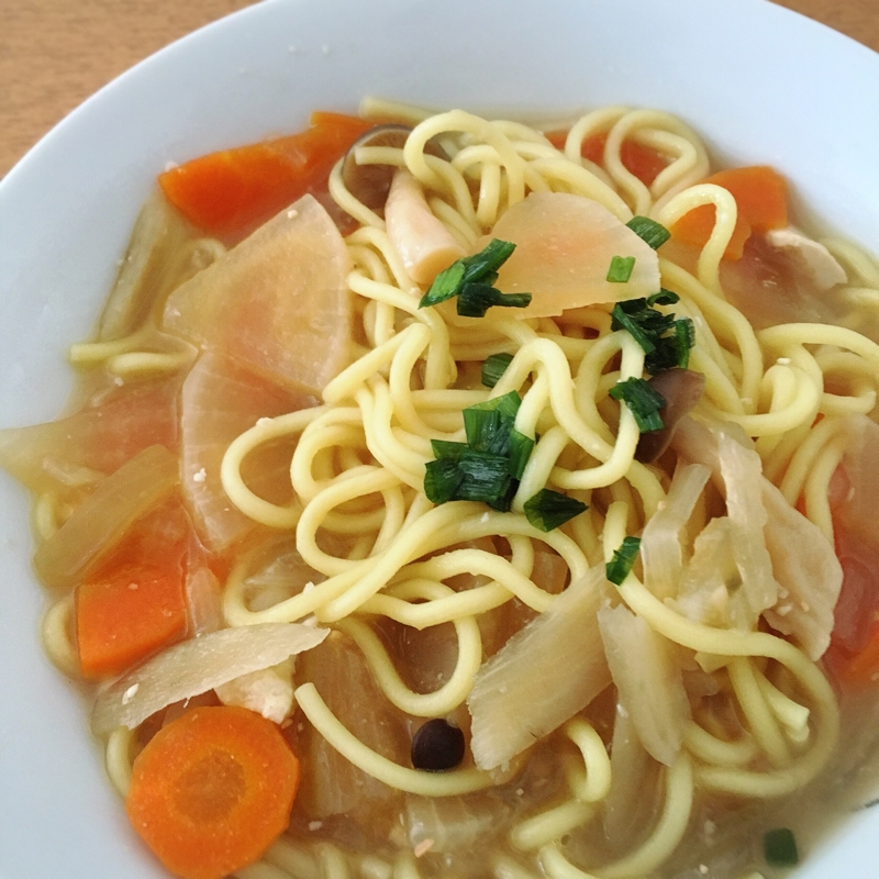 お味噌汁リメイク☆焼きそば麺de味噌ラーメン