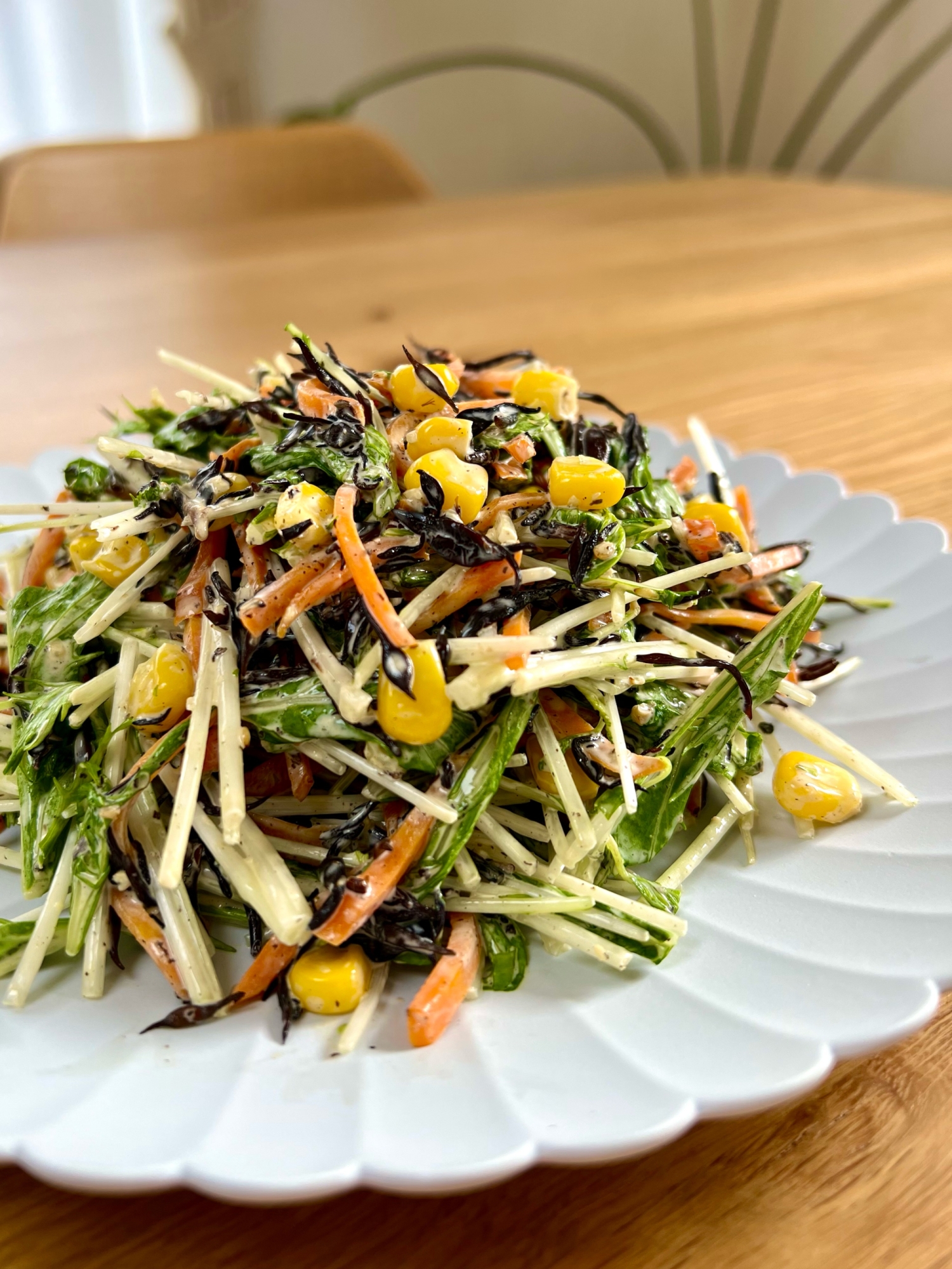 栄養満点◎水菜とひじきの健康デリサラダ