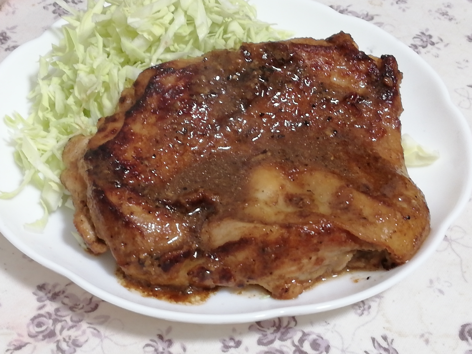 鳥モモ肉で簡単ヘルシー♪わさび醤油チキンステーキ