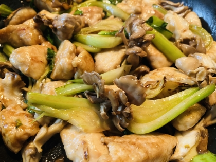 青梗菜と鶏肉のオイスターソース炒め