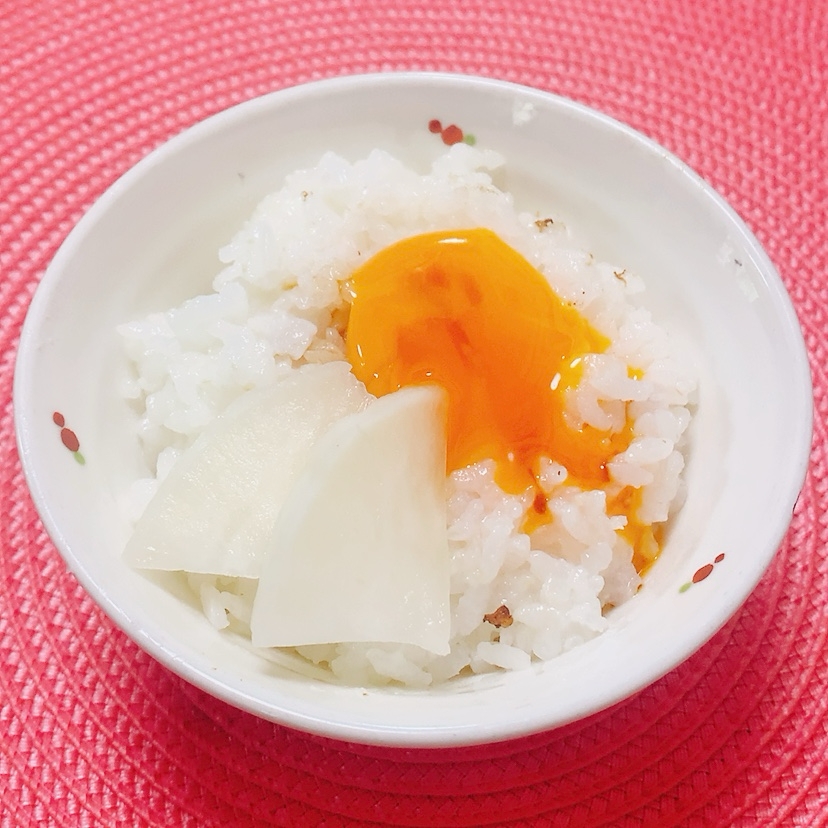 手作り漬物（浅漬け）と卵かけご飯ෆ˚*
