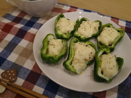 肉不使用！豆腐でピーマンの肉詰め風！