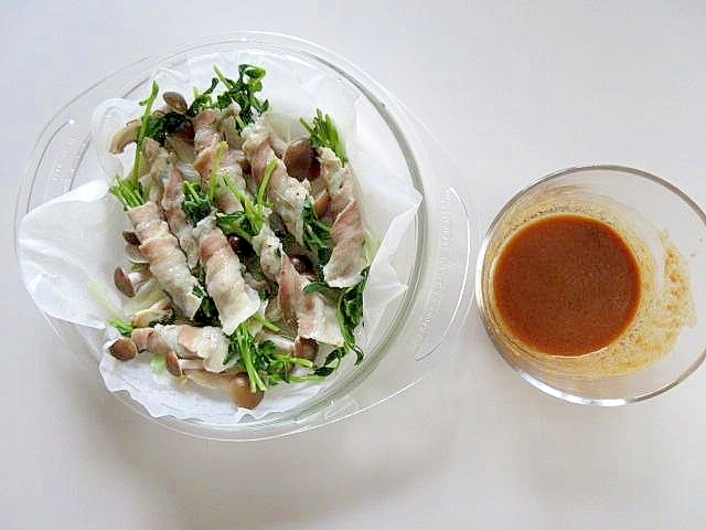 豆苗豚巻き　ｾｲﾛ蒸し♪