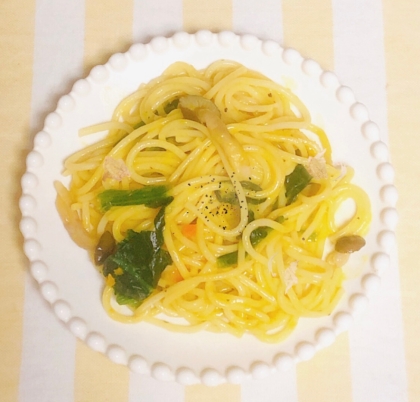 リメイクᕷ*ブロッコリーの葉と茎のツナパスタꕤ୭*