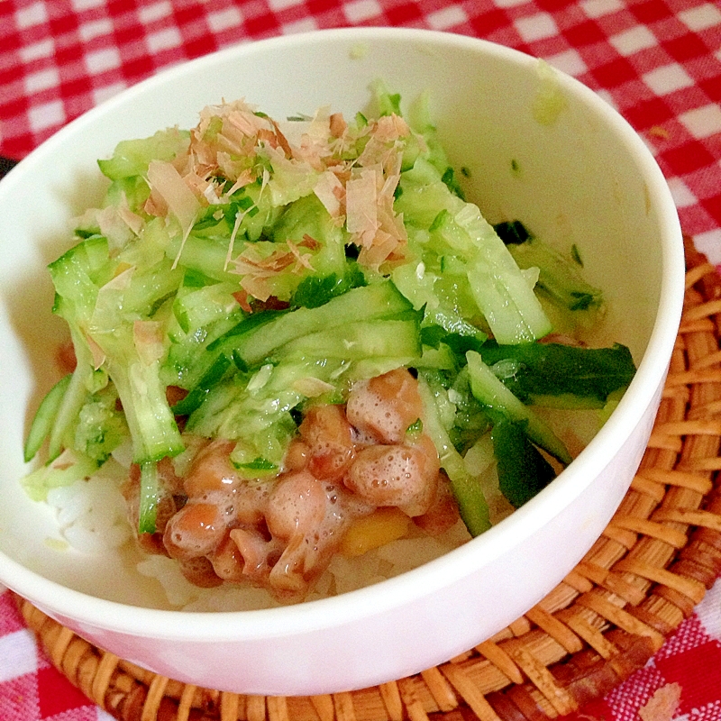 きゅうりの納豆丼♡