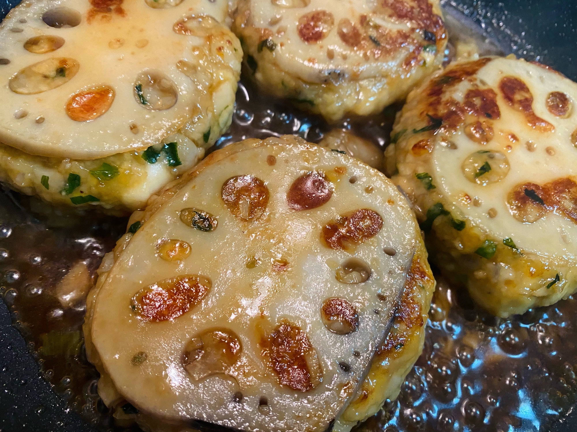 れんこん挟み焼き(海老・はんぺん)