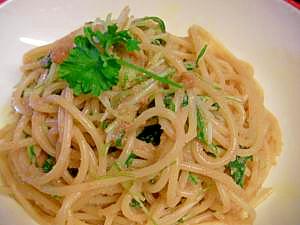 水菜の明太子パスタ