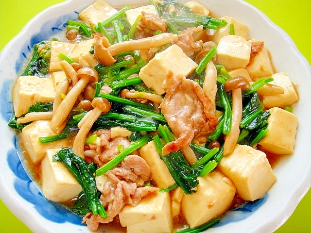 豆腐とほうれん草豚肉の和風とろみ煮