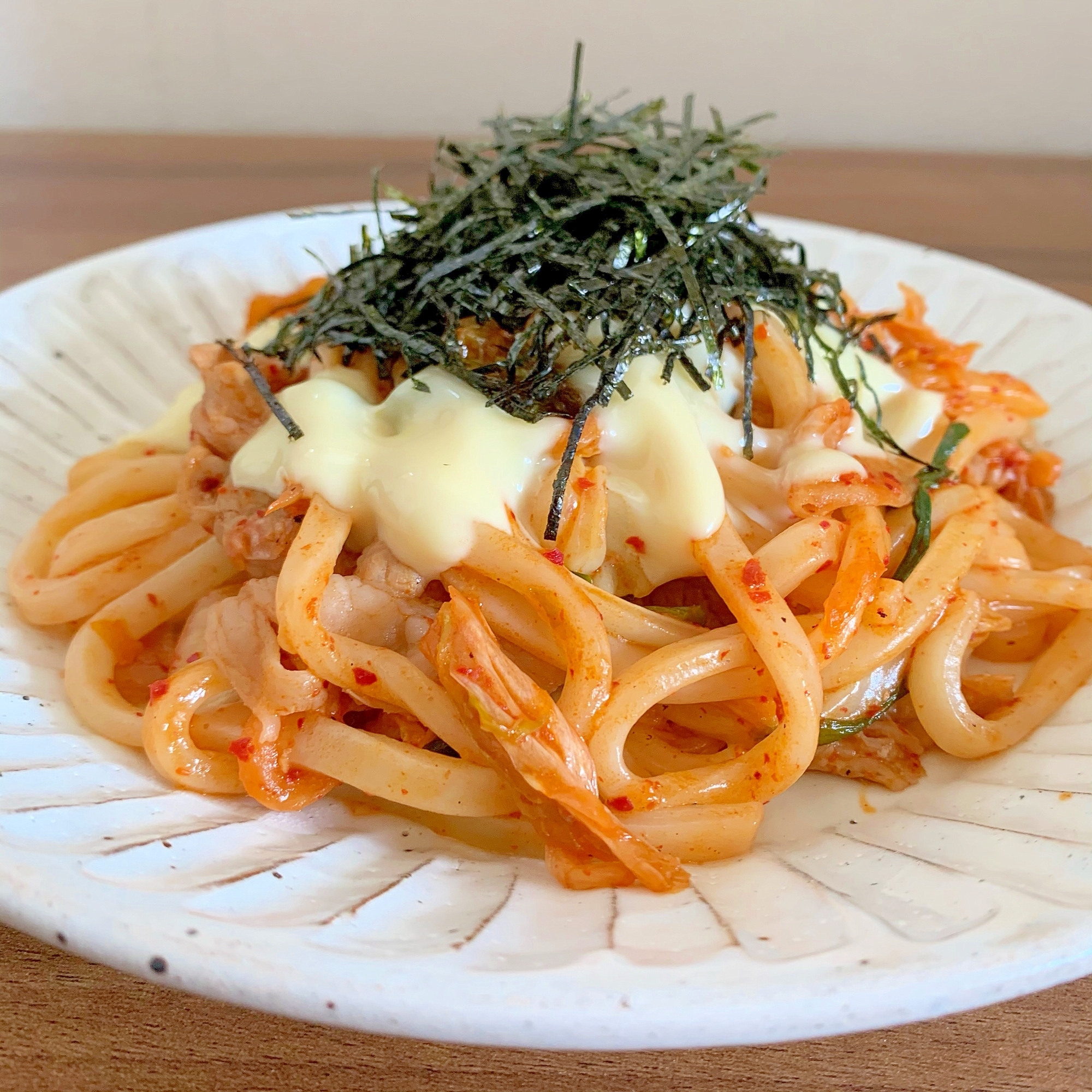 豚キムチーズ焼きうどん