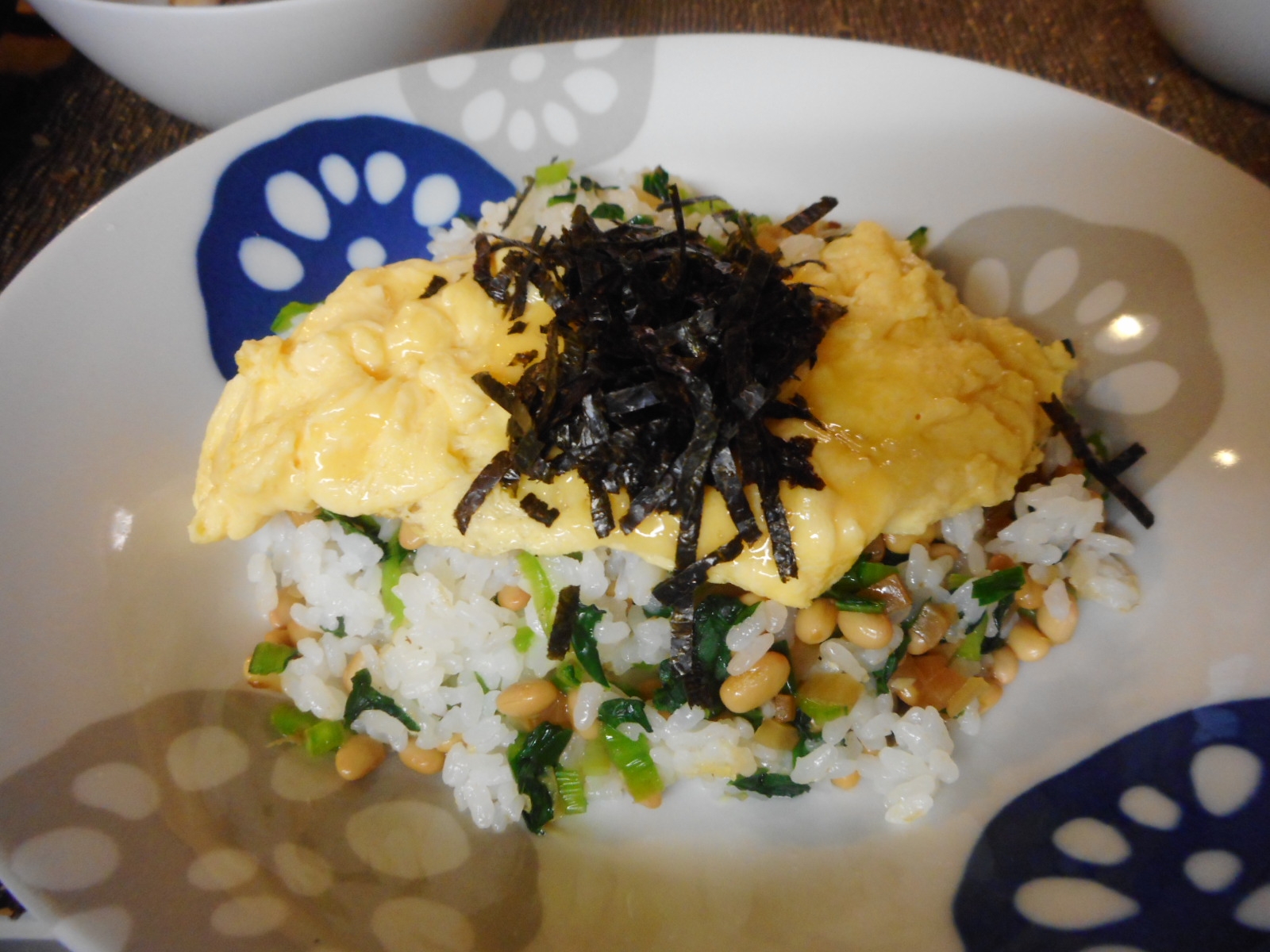 漬け物納豆チャーハンオムレツのっけ