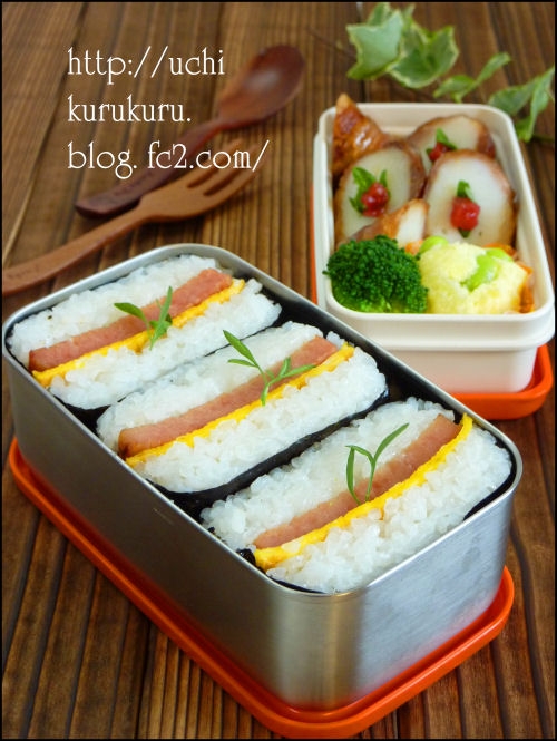 お弁当箱にすっぽり簡単綺麗♪ スパムおにぎり