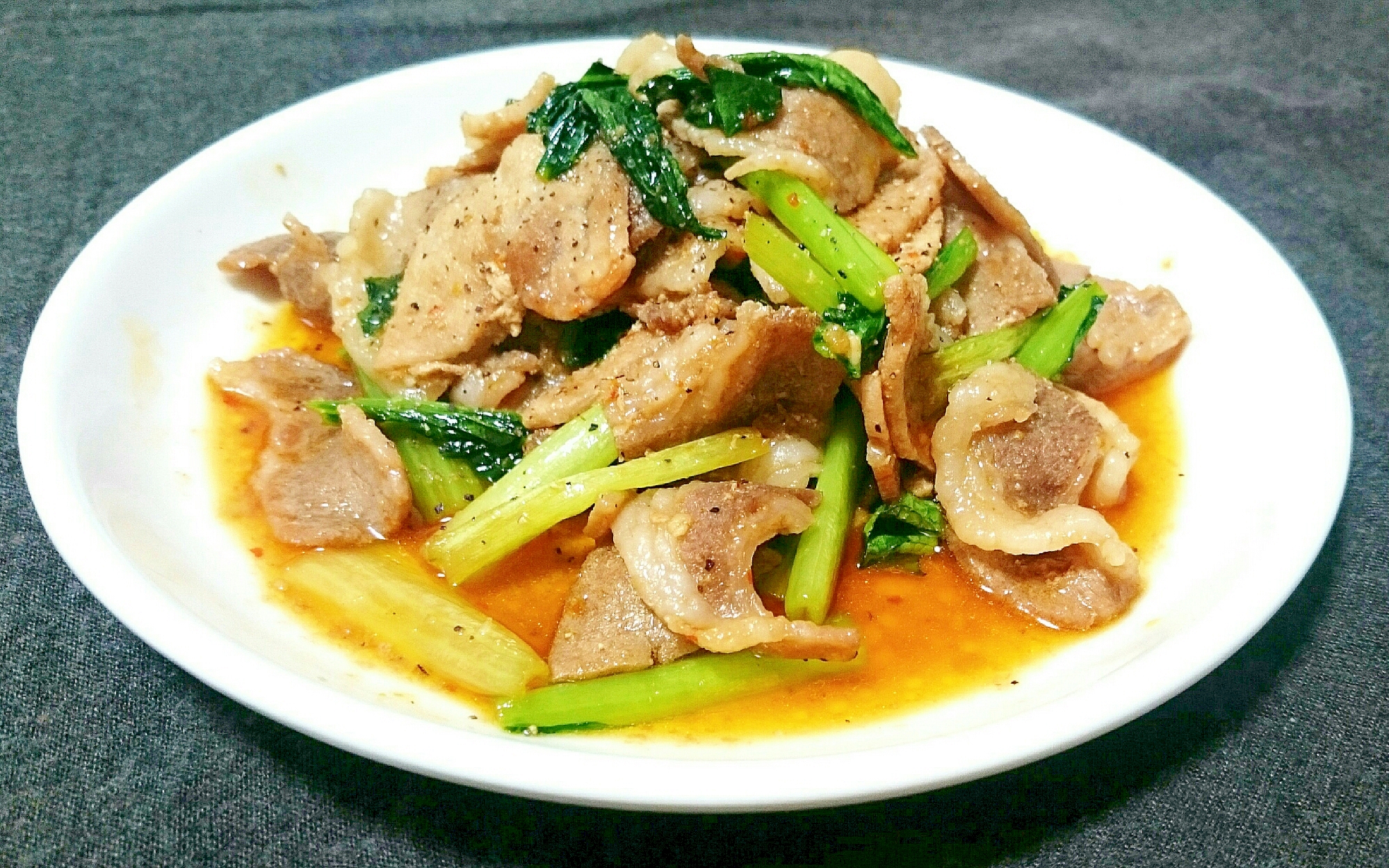 豚肉と小松菜の中華炒め
