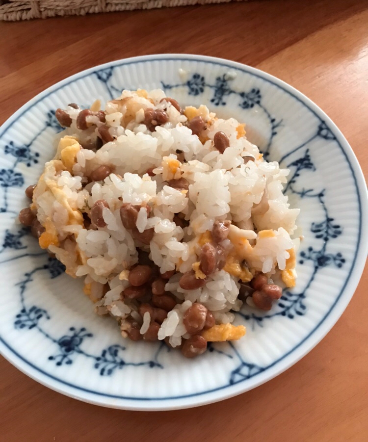 しめじとイカ昆布の納豆チャーハン