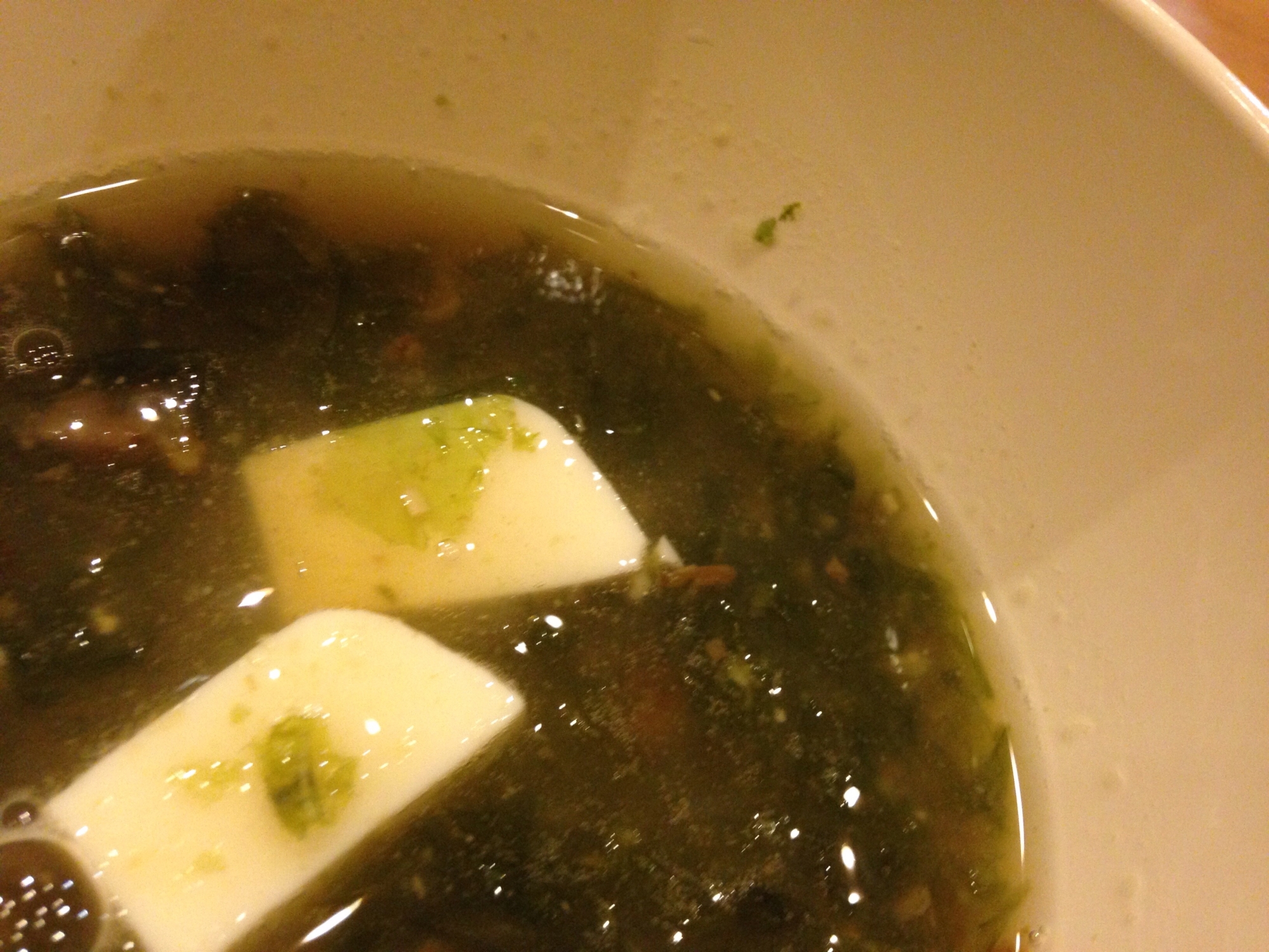 あおさと豆腐の梅風味スープ