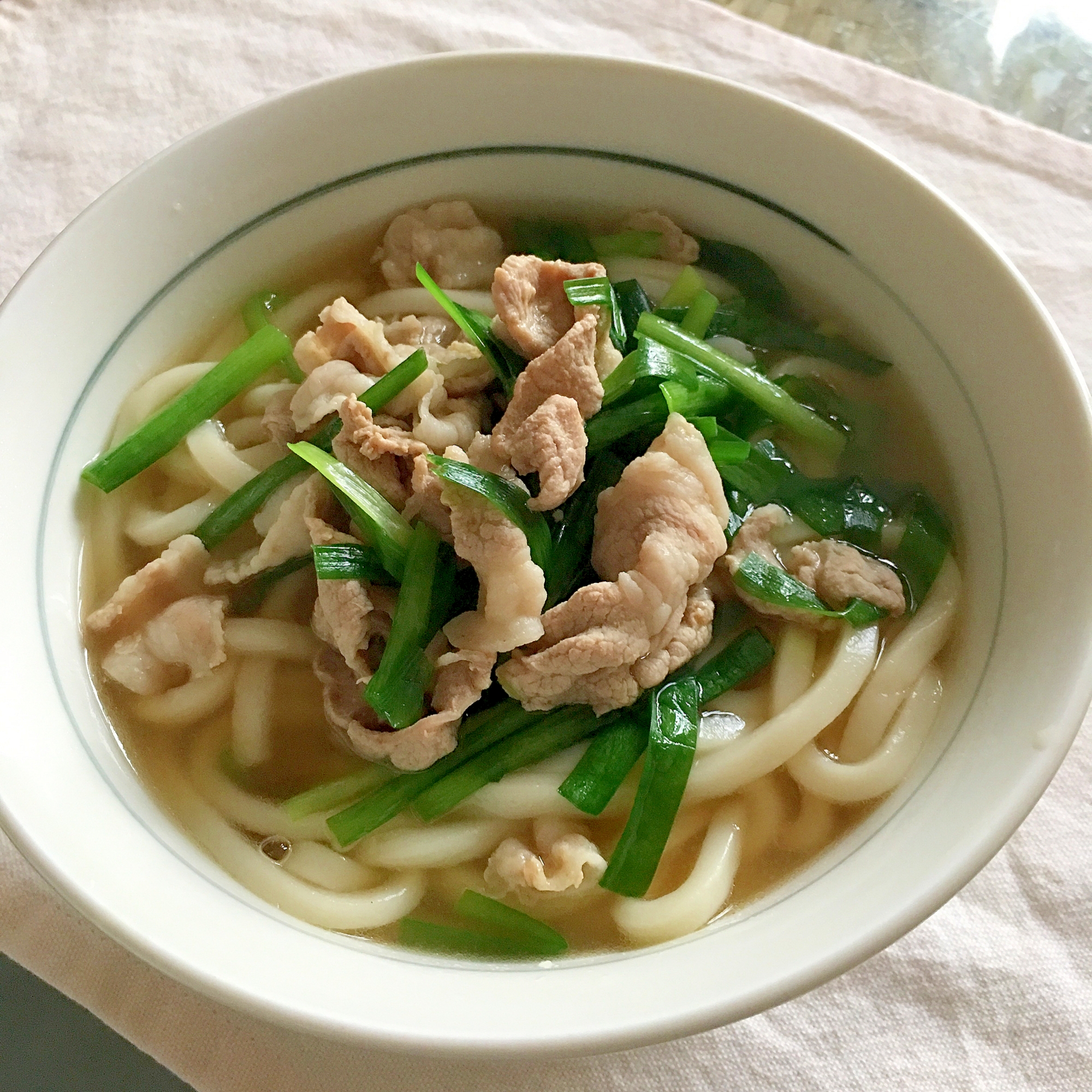 夏にぴったり！中華スープのニラ豚スタミナうどん♡