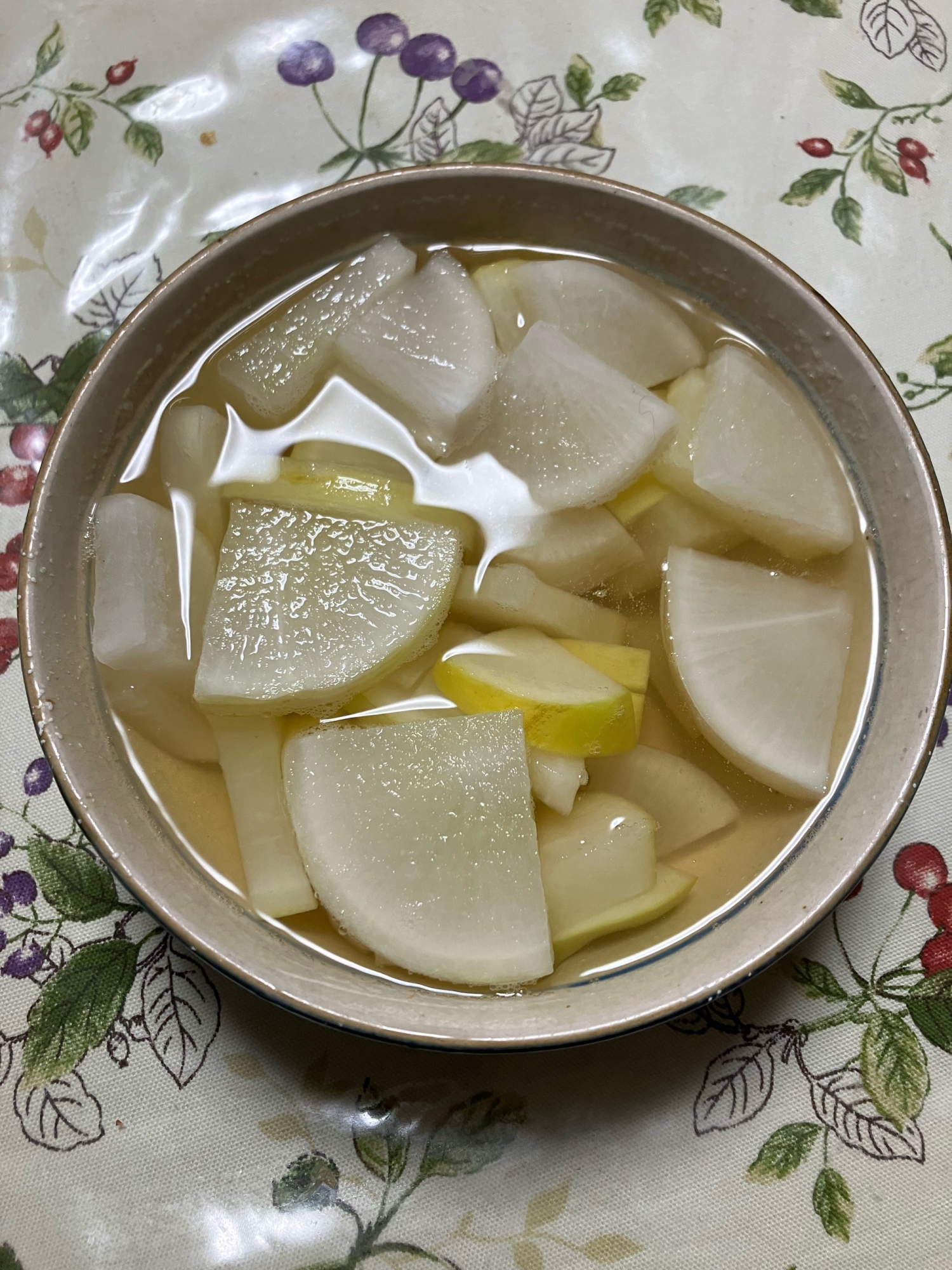 皮剥不要!無農薬無肥料大根のレンチンホタテだし煮物