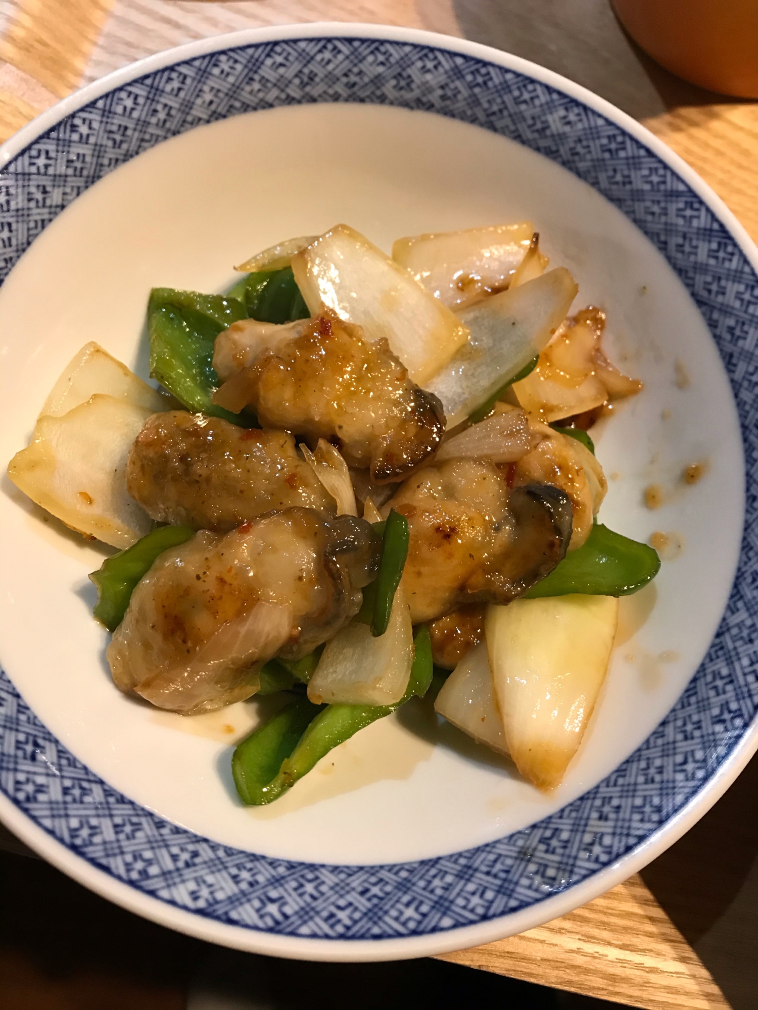 牡蠣と野菜の甘辛炒め