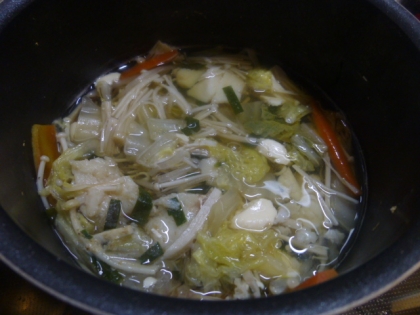 １人鍋に♪
簡単に作れて美味しい♪冬にピッタリのあたたまるレシピ、助かります！
ごちそうさまです（＾＾）