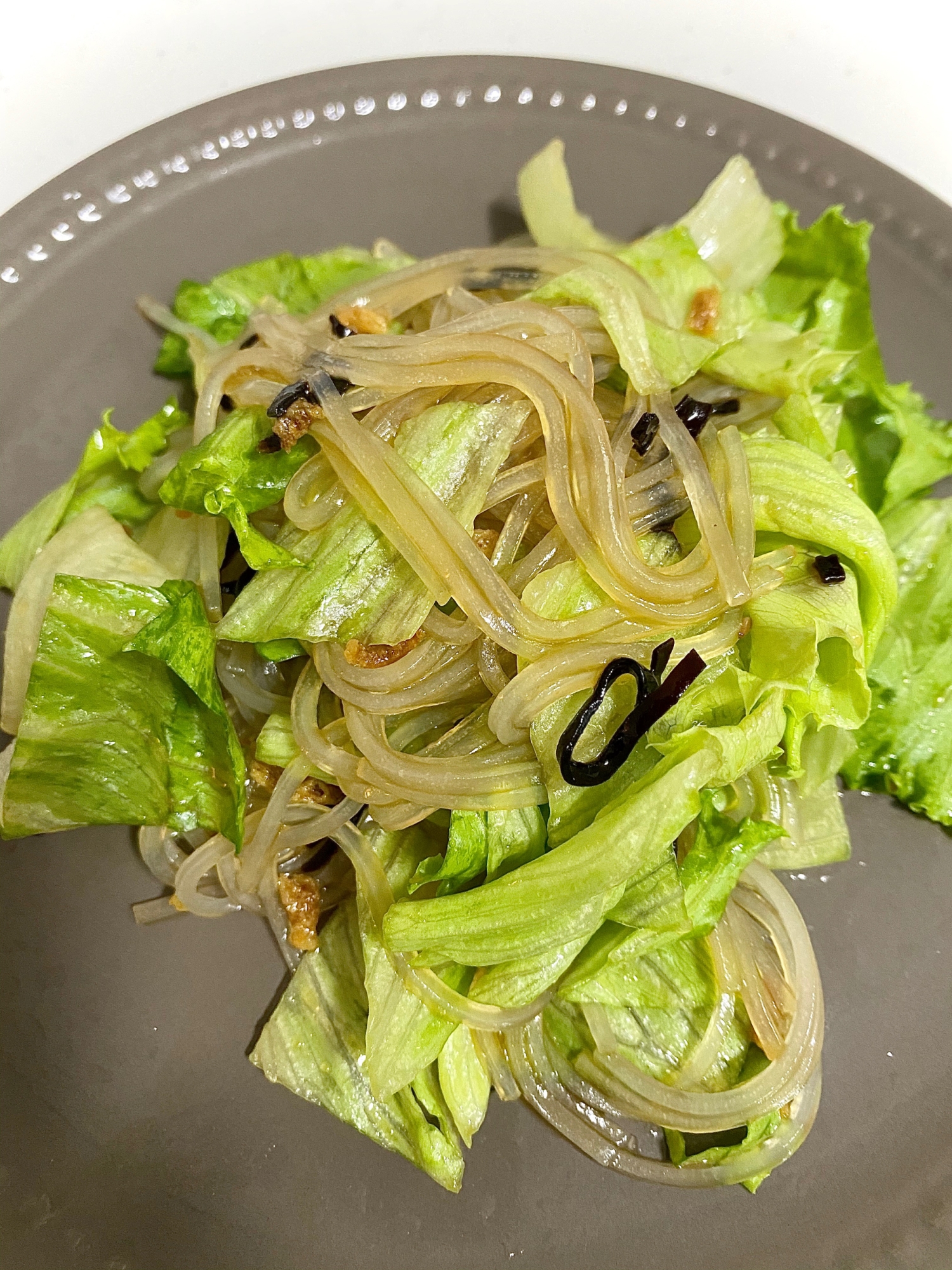 塩昆布レタスとマロニーの中華風