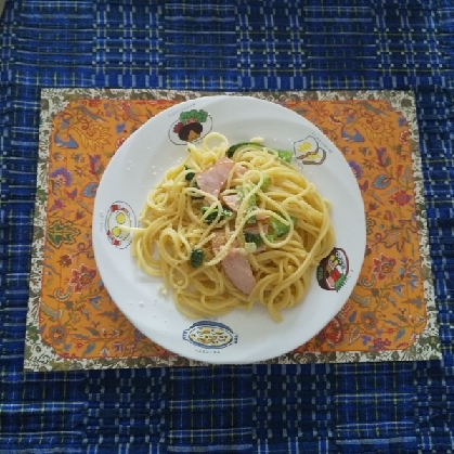 チンゲン菜とベーコンの和風パスタ