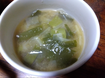 九条葱と油揚げの和風スープ