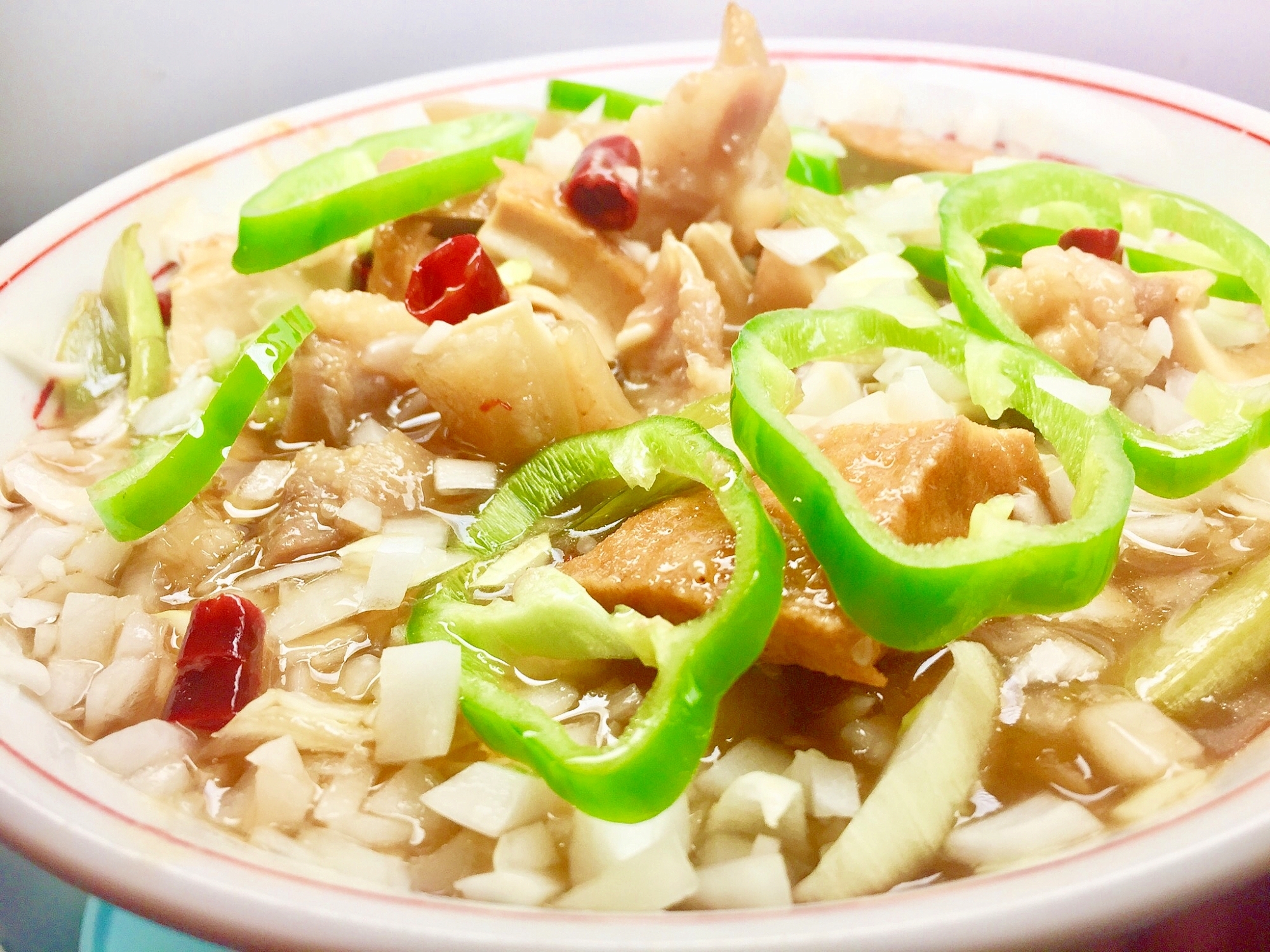 ⭐今夜の定食-「豚ミミと厚揚げの辛子野菜煮」