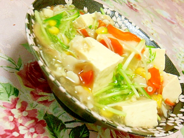 生姜効かせて❤豆腐と彩り野菜のきのこあんかけ❤