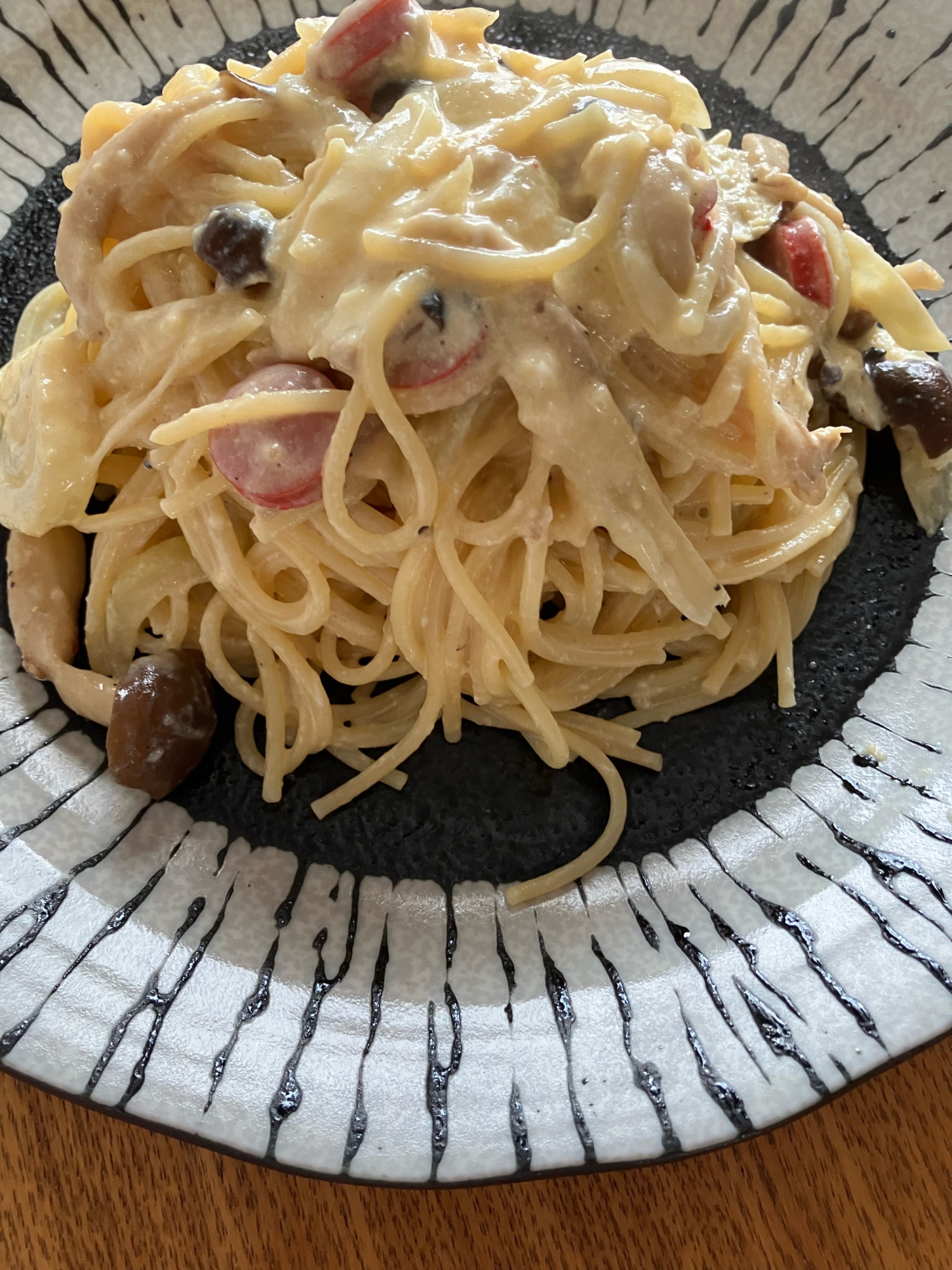 牛乳と白だしのパスタ