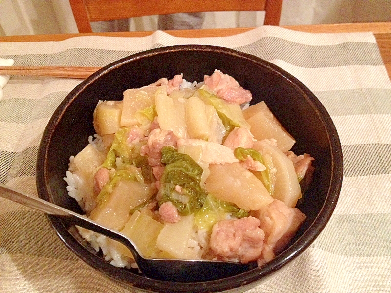 白菜と鶏肉と大根の煮物