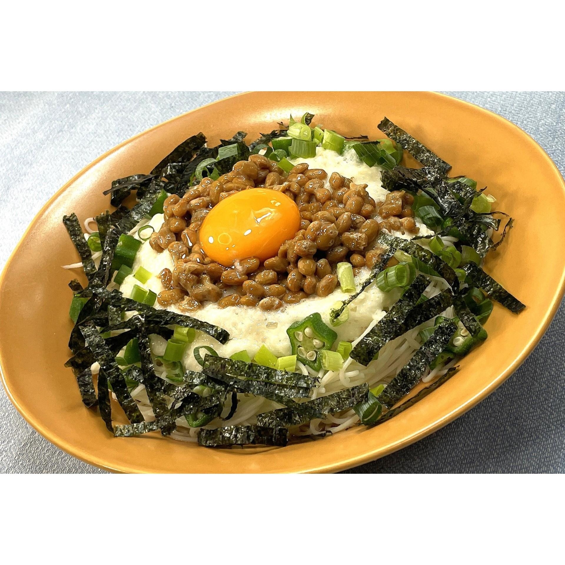 とろそうめん 納豆とろろのお月見まぜそうめん☆動画あり☆ レシピ・作り方 by