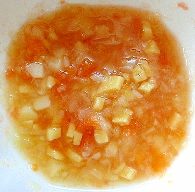 離乳食後期　高野豆腐と４種の野菜の出汁煮スープ