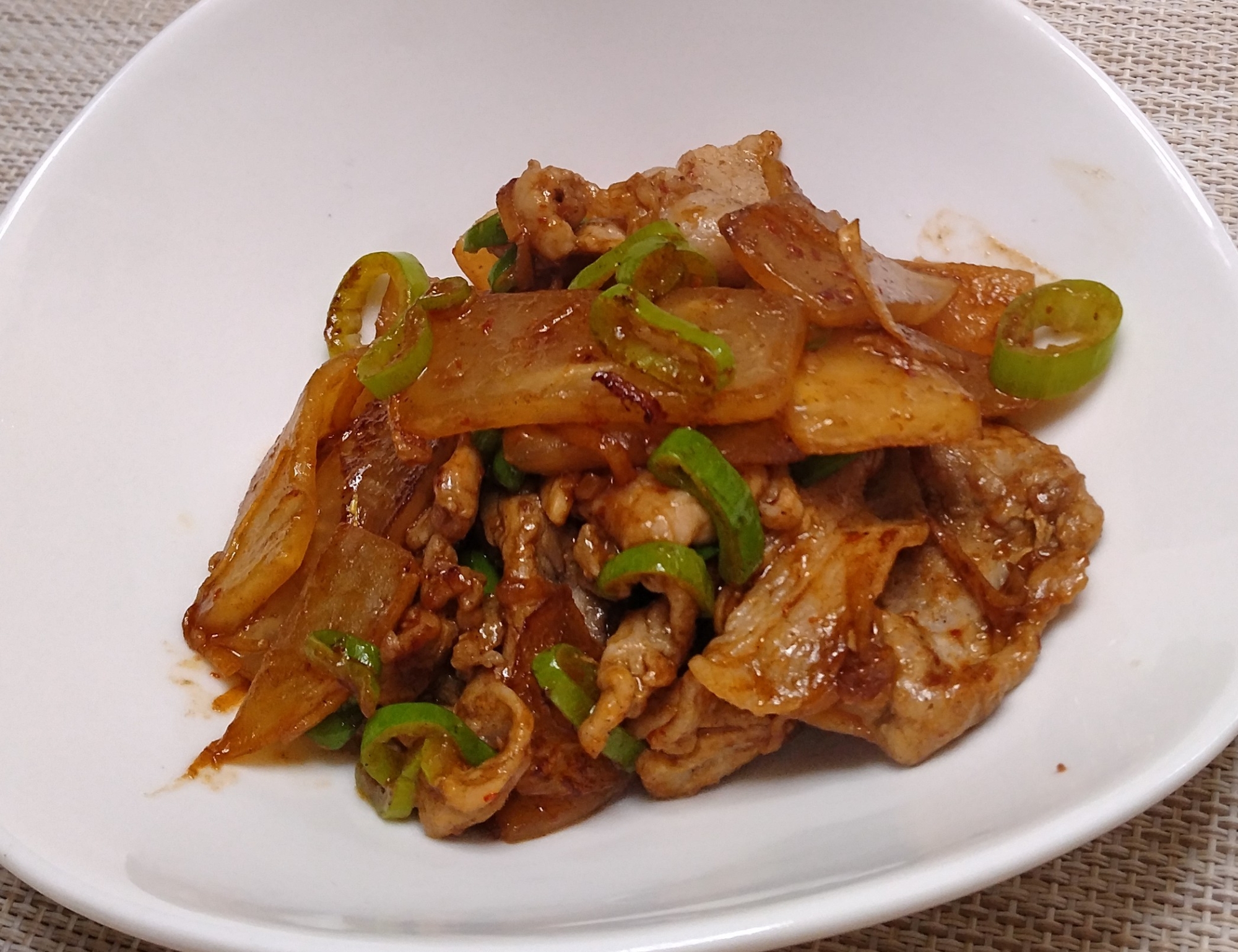 蕪と豚肉のオイスターソース炒め