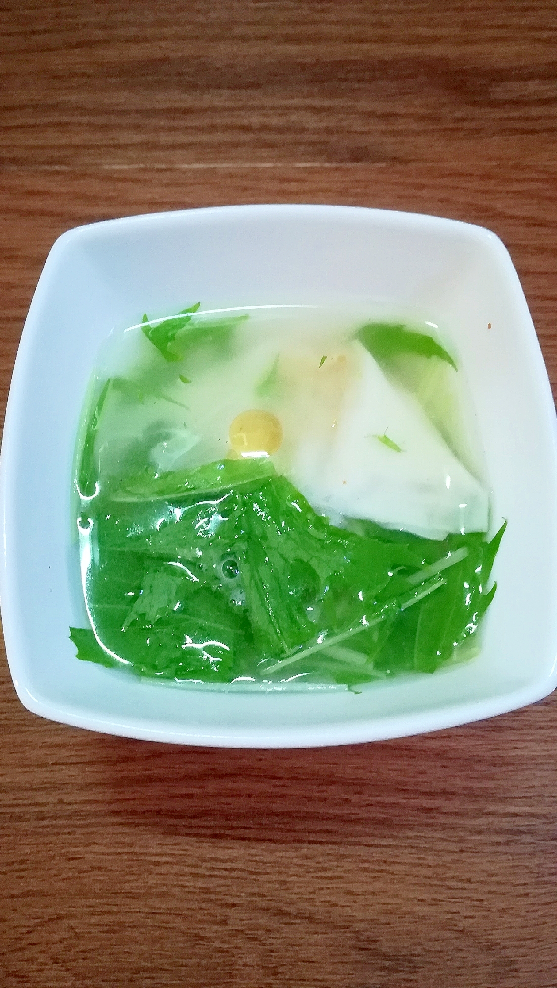 たっぷり水菜のワンタンスープ