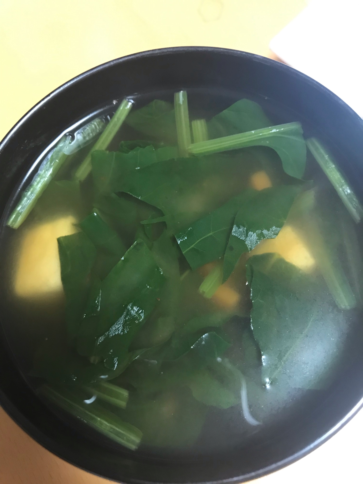 豆腐とほうれん草の豆板醤スープ