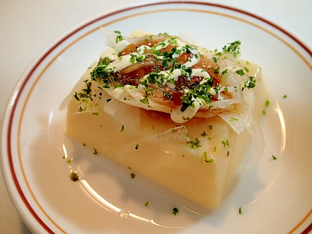 たまドレ/マヨ/青のりで　玉葱の卵豆腐