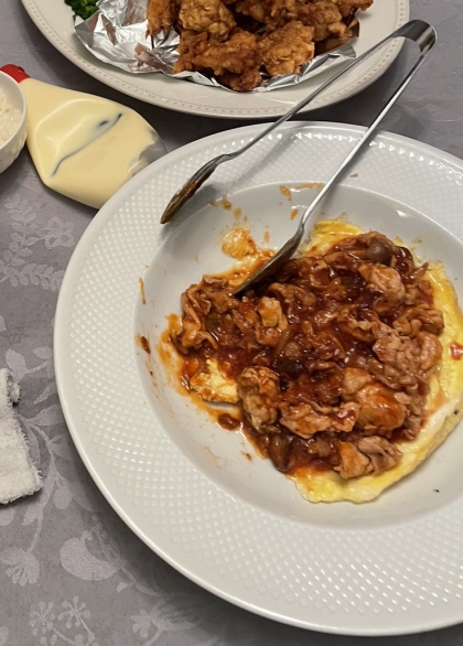 卵焼きの上に乗せてみました。
美味しく出来ました！