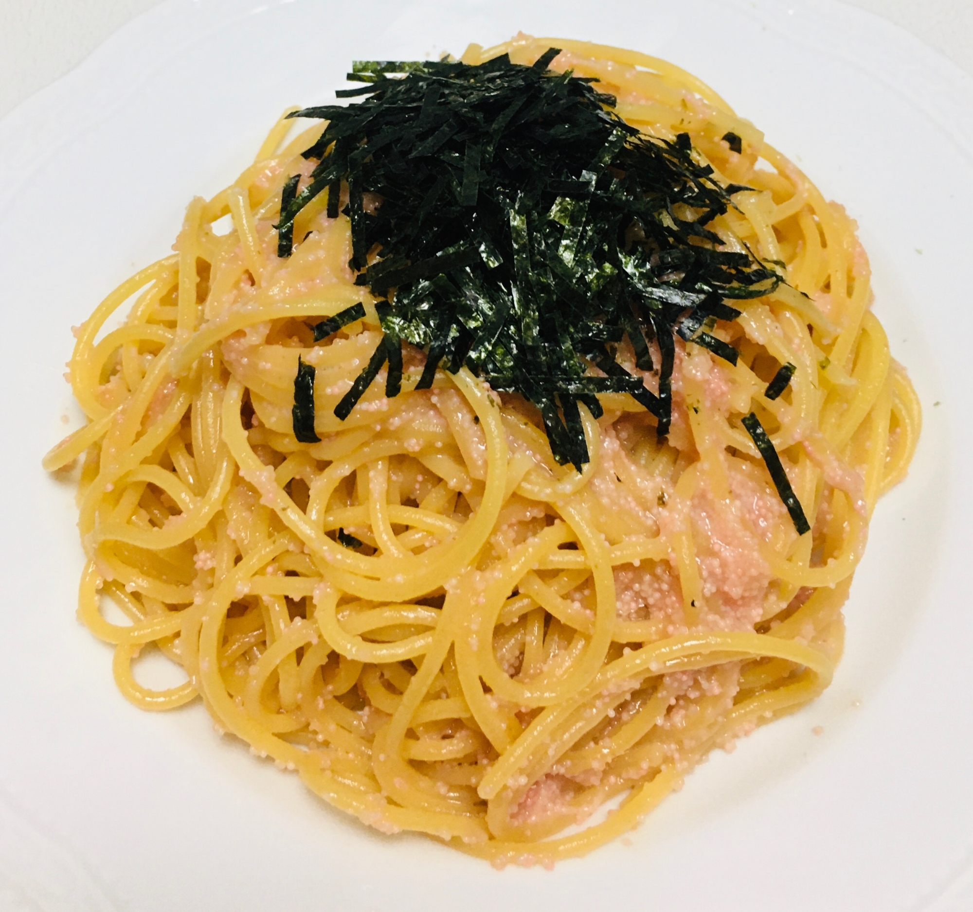 めんつゆで簡単　明太子パスタ