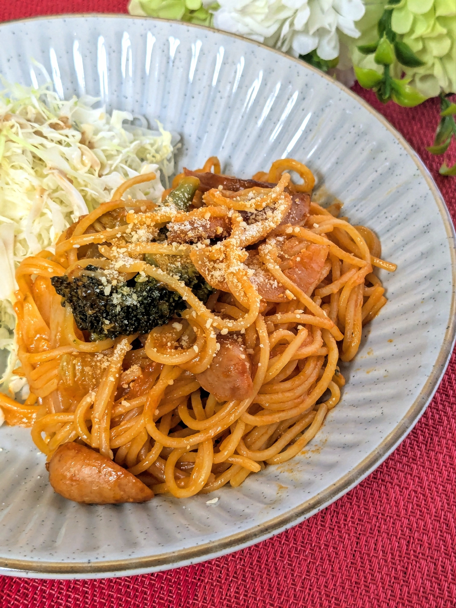 水漬けパスタで！〜ブロッコリー入りナポリタン〜