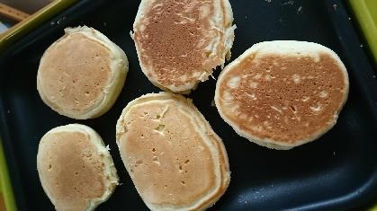 ちょっと生地が固くて上手く流せませんでした。でも子供は大喜びな朝食になりました。