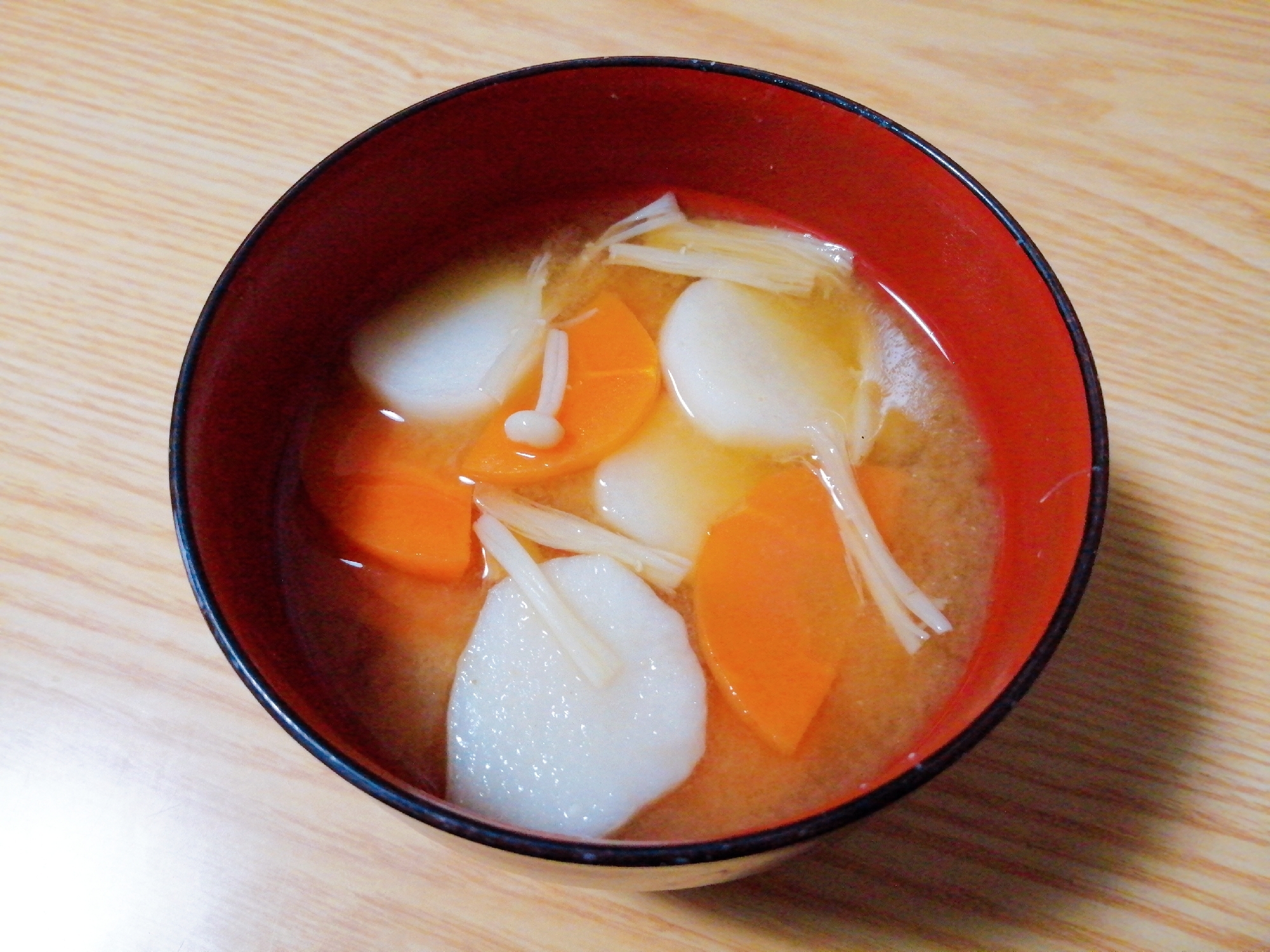 長芋と人参とえのきの味噌汁
