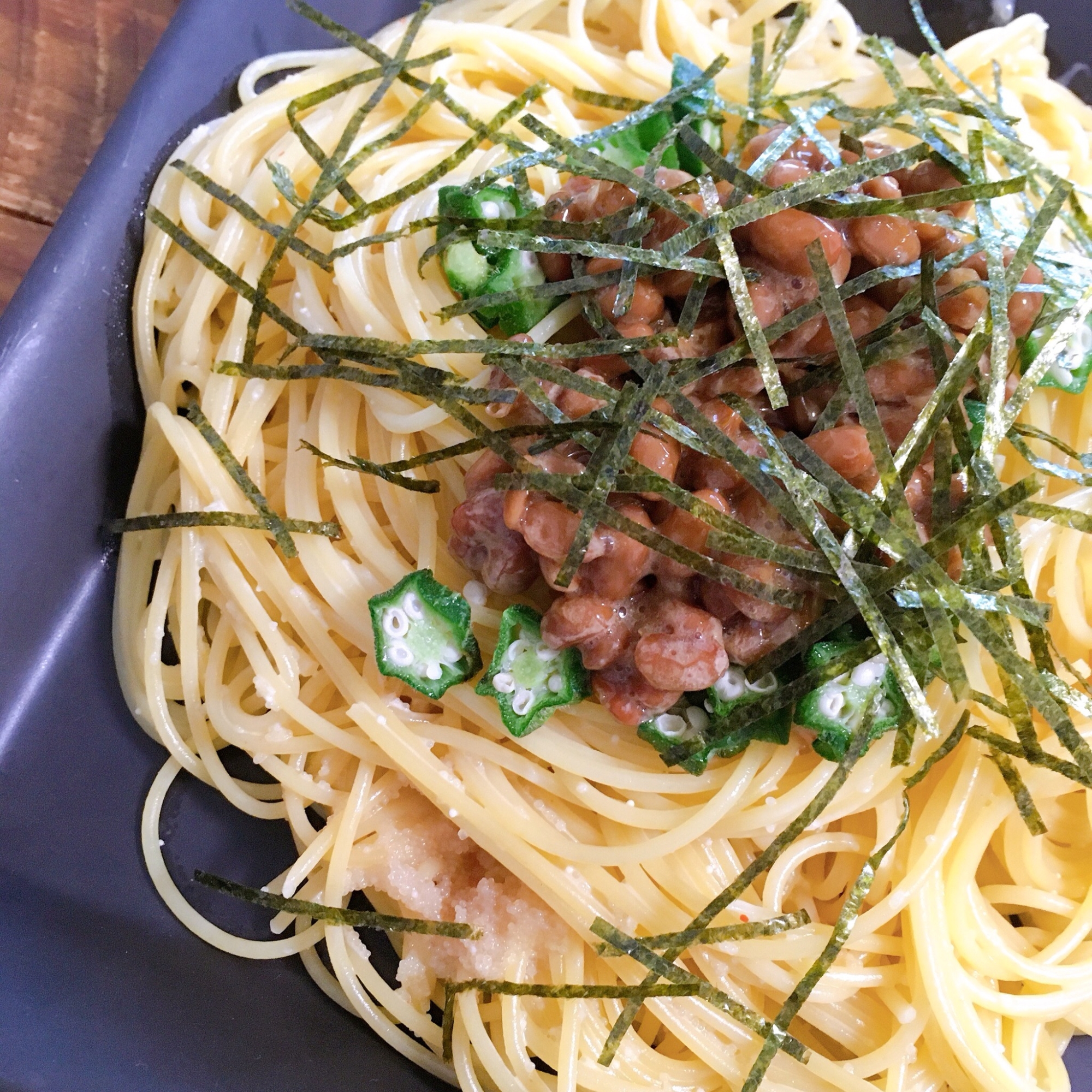 明太子と納豆のパスタ